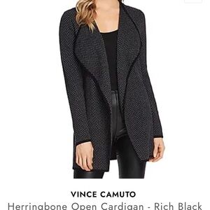 Vince Camuto Black Herringbone Cardigan